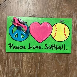 Softball wall decor hanging peace love gift